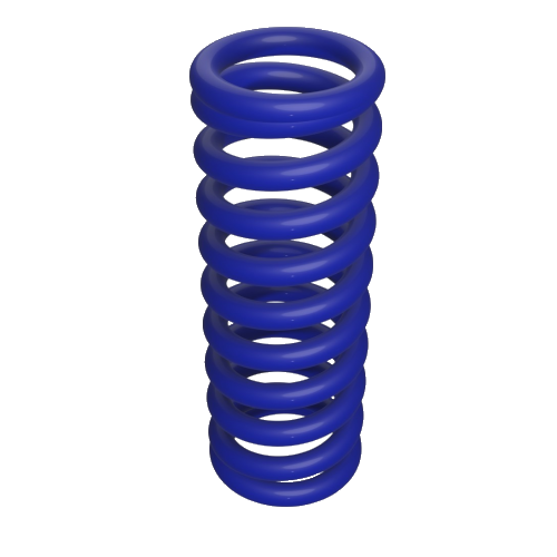 Feder-rund-blau Aufrecht stehende blaue Spirale oder Feder auf weißem Hintergrund, mit gleichmäßig verteilten Schleifen.