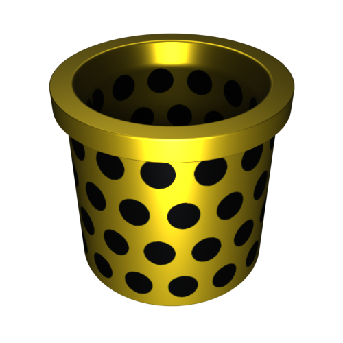 N133_a Ein gelber zylindrischer Behälter mit breitem Rand und einem Muster aus gleichmäßig verteilten schwarzen Punkten. Der Hintergrund ist tiefschwarz.