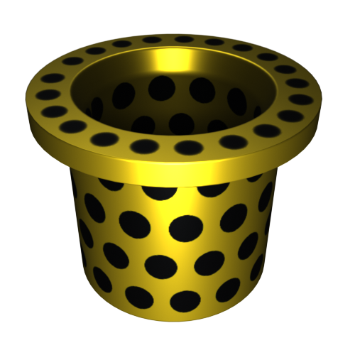 N134_a 3D-Darstellung eines glänzenden, goldenen Topfes mit breitem Rand. Die Oberfläche ist mit einem gleichmäßigen Muster aus schwarzen Punkten verziert. Der Topf steht vor einem schwarzen Hintergrund, wodurch seine reflektierende und glatte Textur hervorgehoben wird.