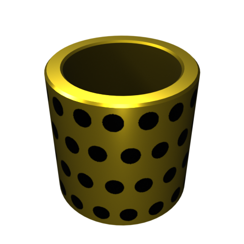 N132_a Ein 3D-gerenderter goldener Zylinder mit hohler Mitte ist mit einem Muster aus gleichmäßig verteilten schwarzen Punkten bedeckt. Der Zylinder steht vor einem schwarzen Hintergrund.